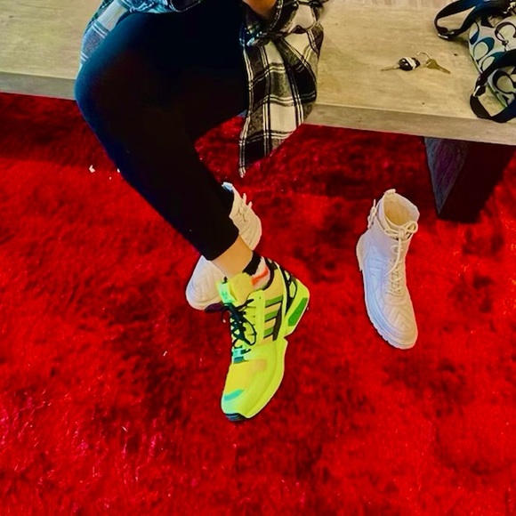 GLOW IN THE DARK GREEN ADIDAS SNEAKERS - Picture 5 of 5